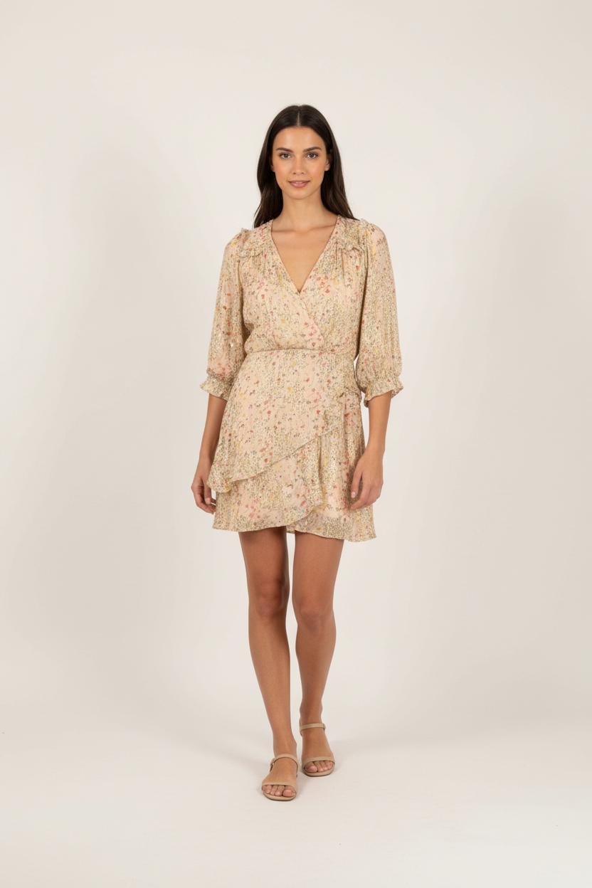 Robe Portefeuille Dorée - Taille XS/34 de la marque Bérénice | PARAD92402 - Vendu par Paradigme - Image 1