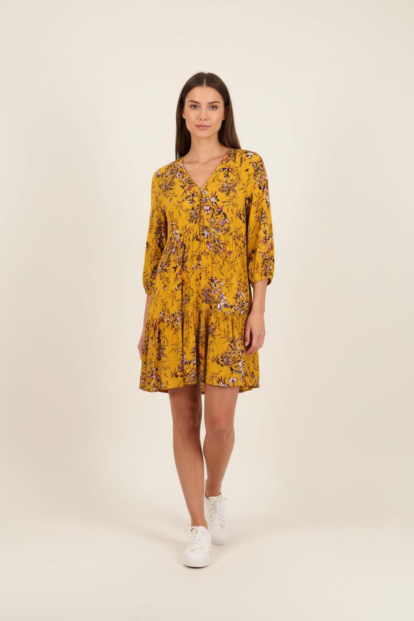 Robe Fleurie Jaune - Taille M/38 de la marque Suncoo | PARAD92406 - Vendu par Paradigme - Image 1