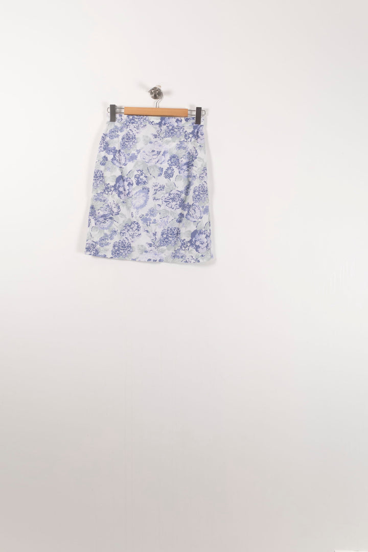 Jupe Fleurie Blanche et Bleue - Taille M/38 de la marque Rouje | PARAD92421 - Vendu par Paradigme - Image 2