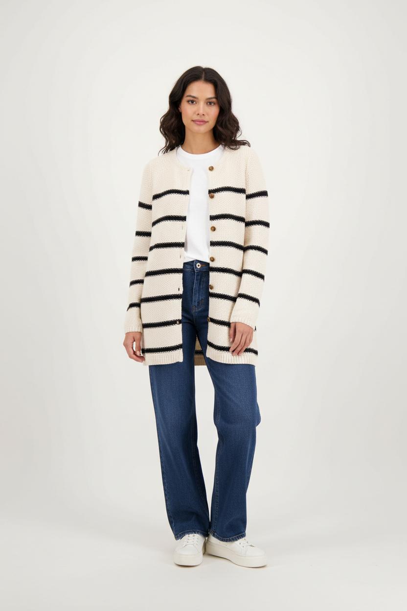 Cardigan Blanc et Noir - Taille S/36 de la marque Des petits hauts | PARAD92435 - Vendu par Paradigme - Image 1