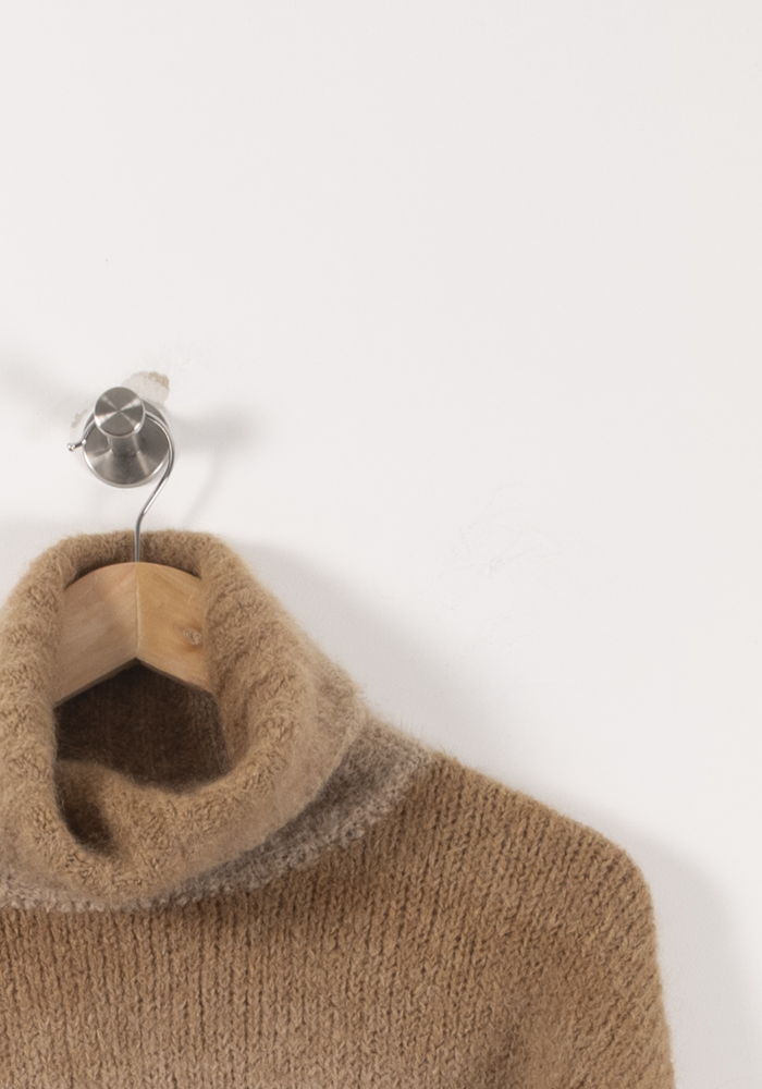 Pull Col Roulé Marron et Beige - Taille XS/34 de la marque Léon & Harper | PARAD92445 - Vendu par Paradigme - Image 3