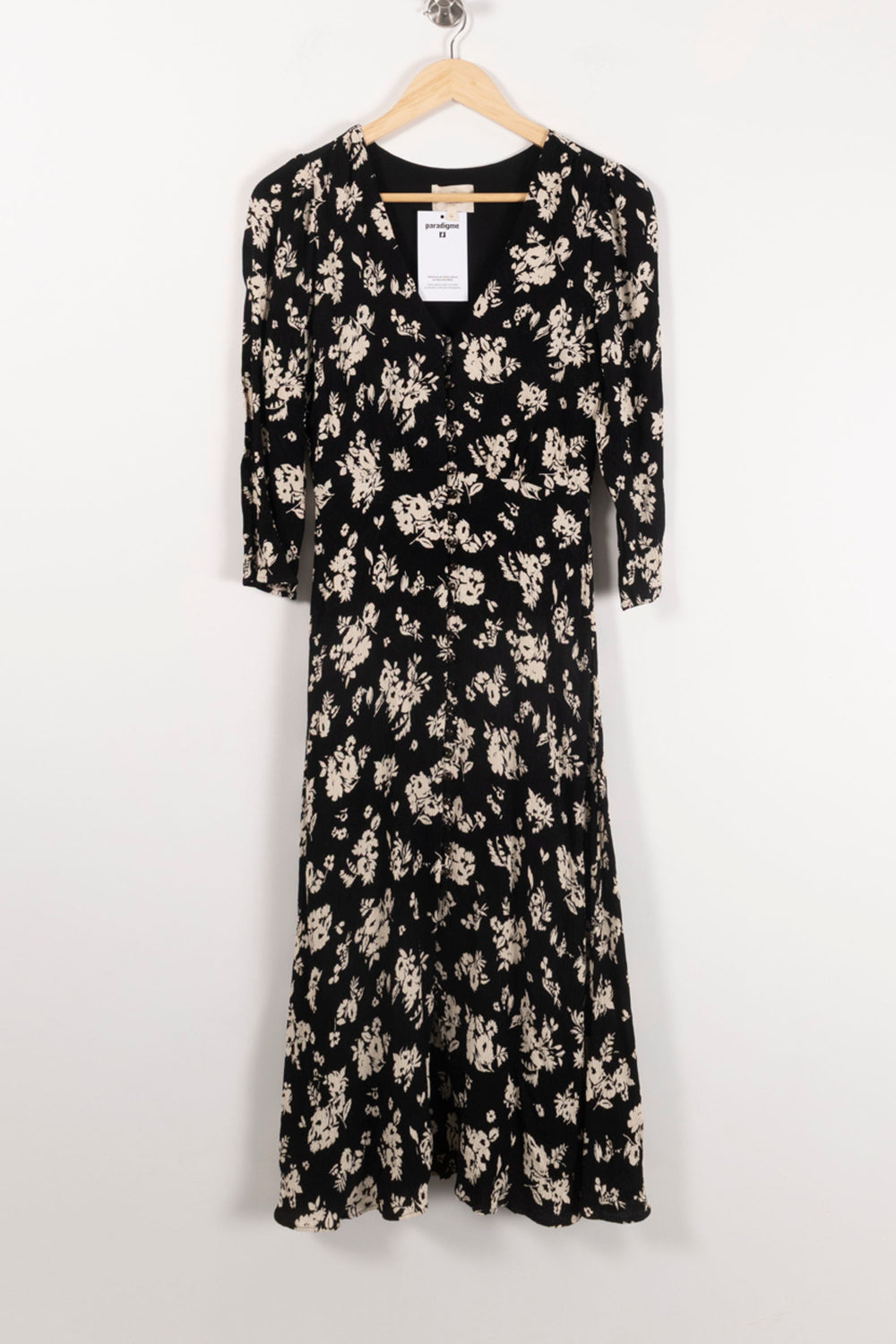 Robe Fleurie Noire et Blanche - Taille XS/34 de la marque Sézane | PARAD92453 - Vendu par Paradigme - Image 2