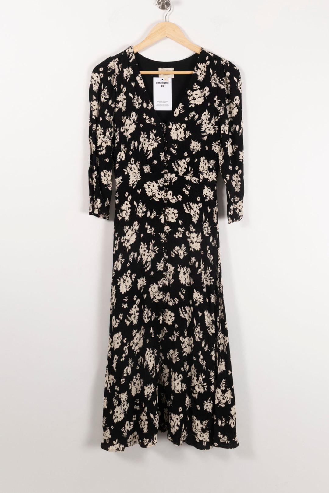 Robe Fleurie Noire et Blanche - Taille XS/34 de la marque Sézane | PARAD92453 - Vendu par Paradigme - Image 2