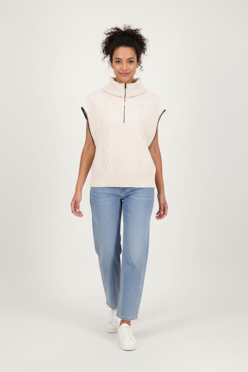 Pull Sans Manches Beige - Taille S/36 de la marque La Fée Maraboutée | PARAD92488 - Vendu par Paradigme - Image 1