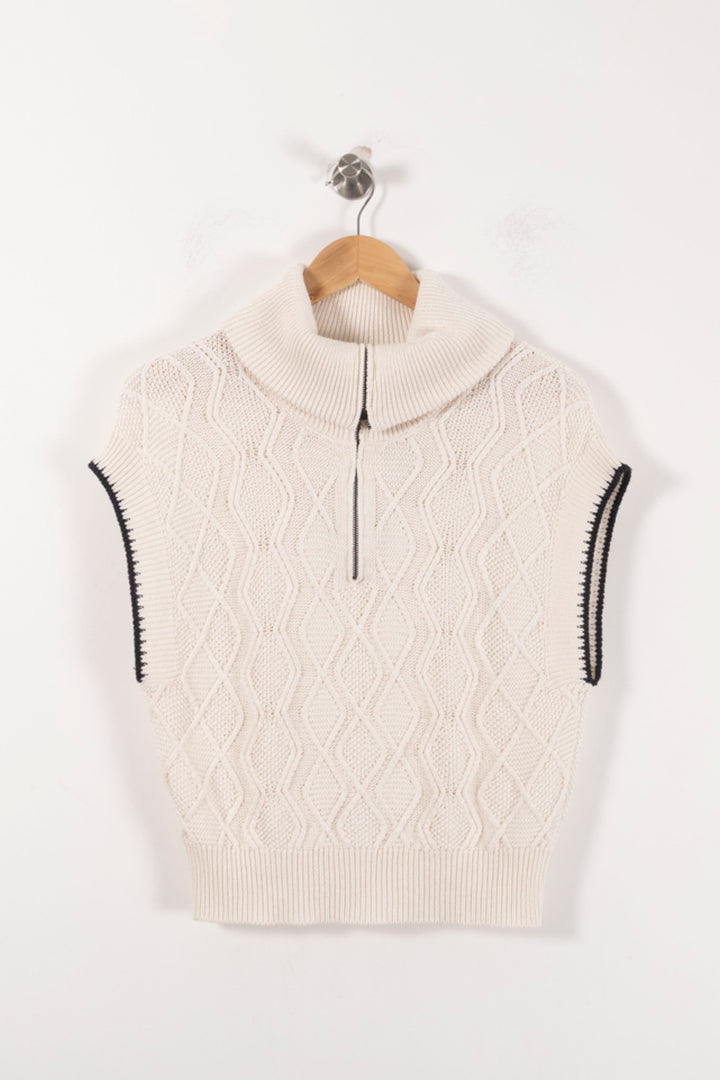 Pull Sans Manches Beige - Taille S/36 de la marque La Fée Maraboutée | PARAD92488 - Vendu par Paradigme - Image 2