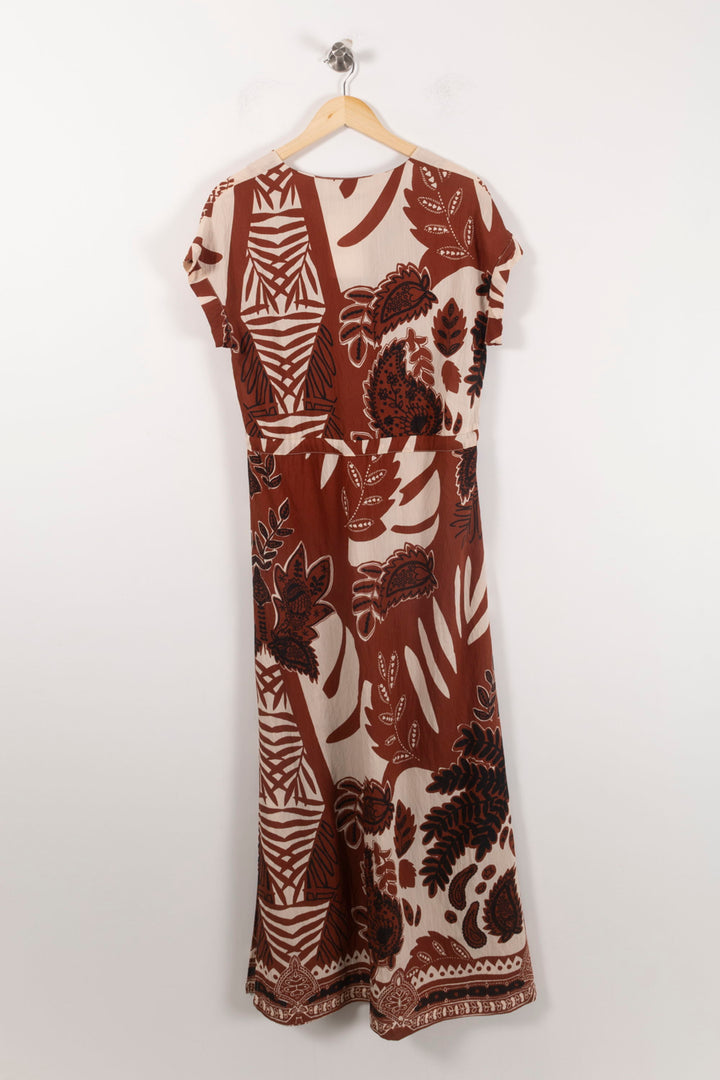 Robe Longue Marron et Écru - Taille S/36 de la marque La Fée Maraboutée | PARAD92489 - Vendu par Paradigme - Image 4