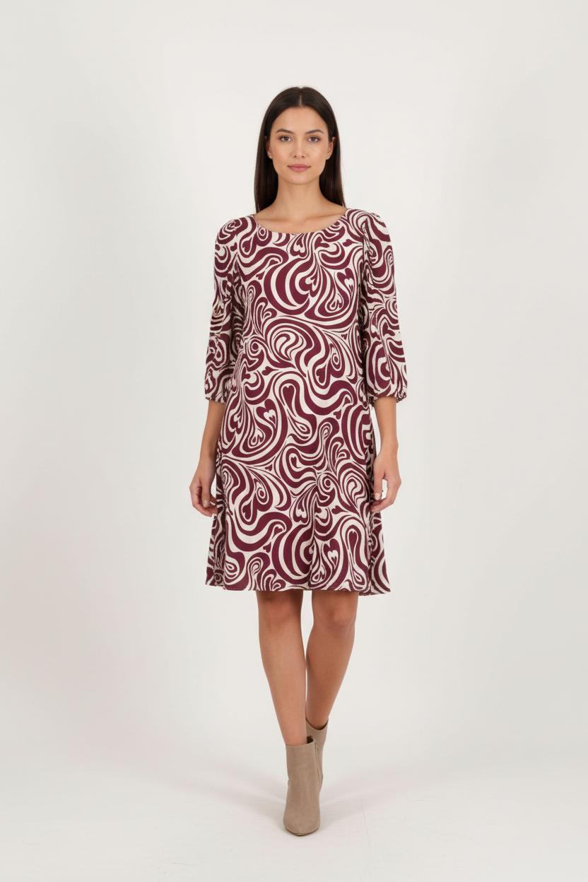 Robe Imprimée Bordeaux et Blanc - Taille XS/34 de la marque Claudie Pierlot | PARAD92495 - Vendu par Paradigme - Image 1