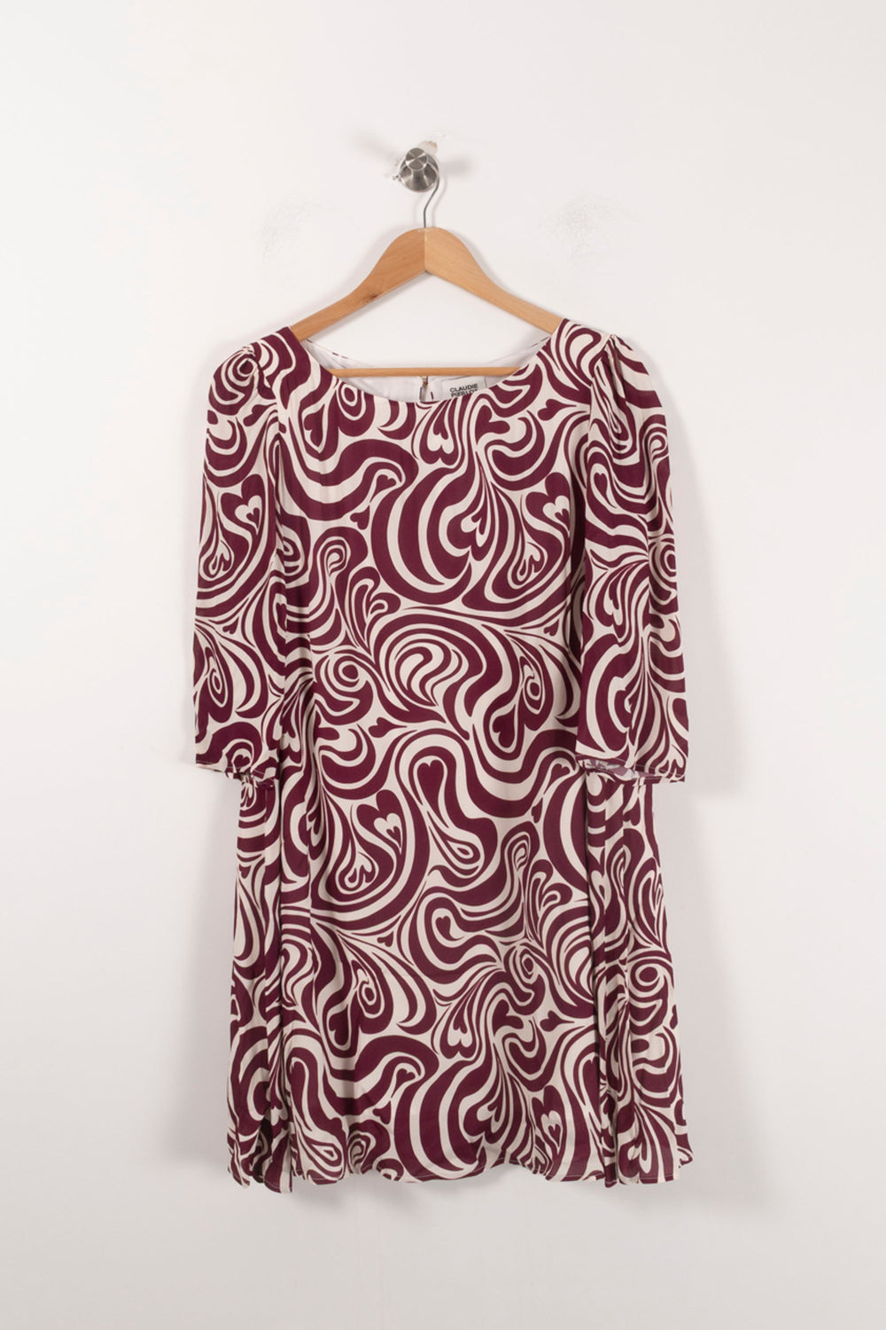 Robe Imprimée Bordeaux et Blanc - Taille XS/34 de la marque Claudie Pierlot | PARAD92495 - Vendu par Paradigme - Image 2