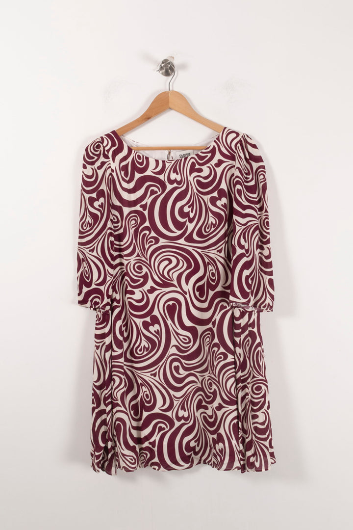 Robe Imprimée Bordeaux et Blanc - Taille XS/34 de la marque Claudie Pierlot | PARAD92495 - Vendu par Paradigme - Image 2