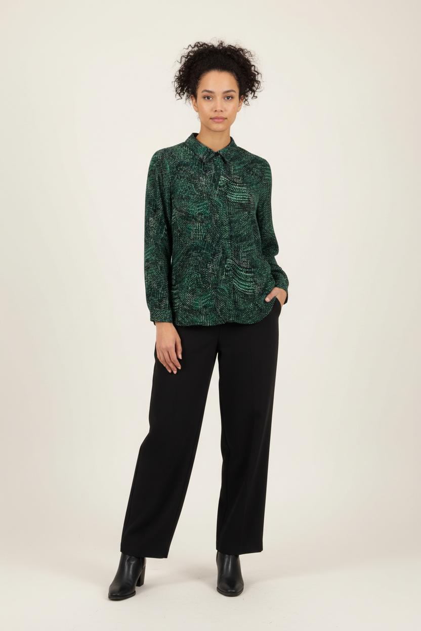 Blouse Verte et Noire - Taille M/38 de la marque La Fée Maraboutée | PARAD92498 - Vendu par Paradigme - Image 1