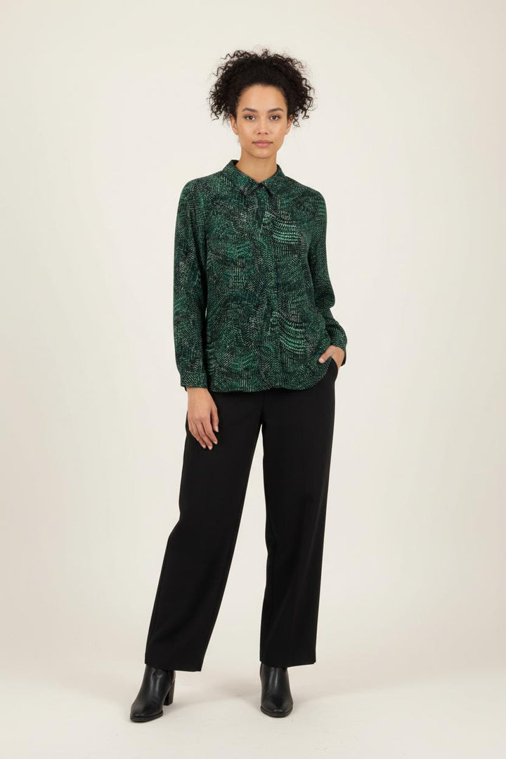 Blouse Verte et Noire - Taille M/38 de la marque La Fée Maraboutée | PARAD92498 - Vendu par Paradigme - Image 1