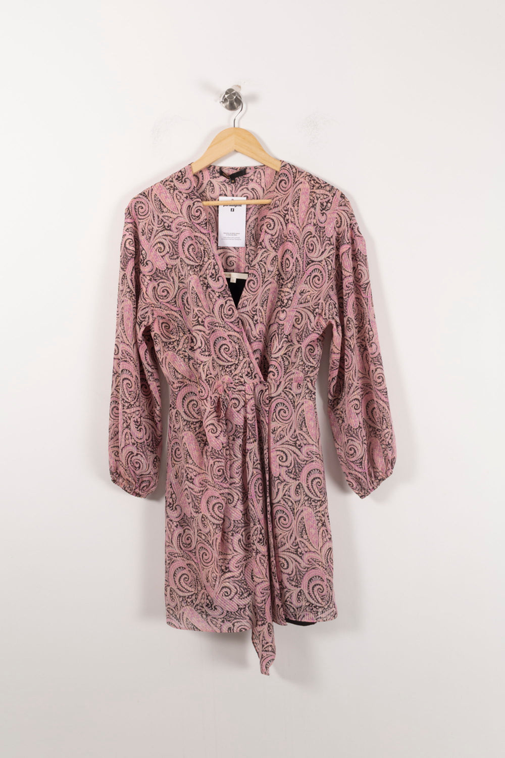 Robe Cache-Cœur Rose et Noir - Taille M/38 de la marque Maje | PARAD92511 - Vendu par Paradigme - Image 2
