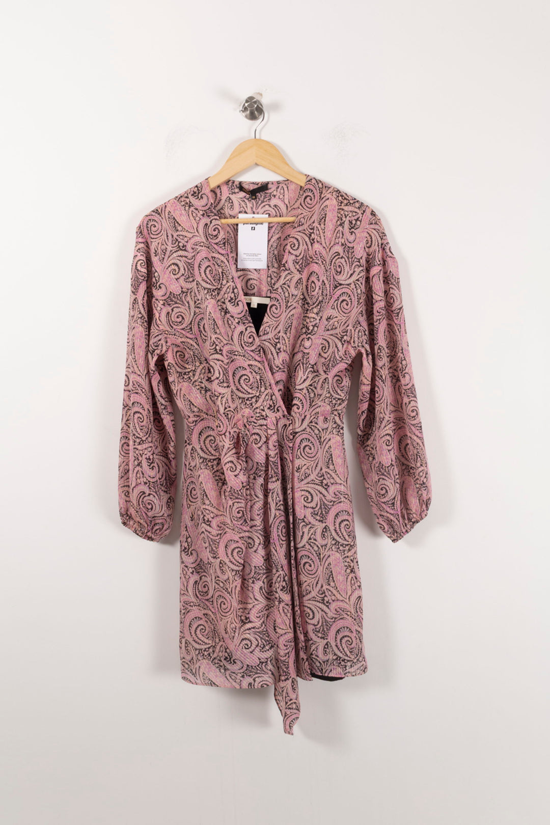 Robe Cache-Cœur Rose et Noir - Taille M/38 de la marque Maje | PARAD92511 - Vendu par Paradigme - Image 2