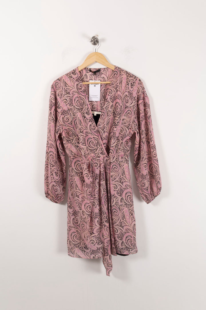 Robe Cache-Cœur Rose et Noir - Taille M/38 de la marque Maje | PARAD92511 - Vendu par Paradigme - Image 2