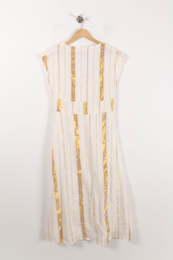 Robe Longue Blanche et Dorée - Taille XS/34 de la marque Louise Misha | PARAD92536 - Vendu par Paradigme - Image 4