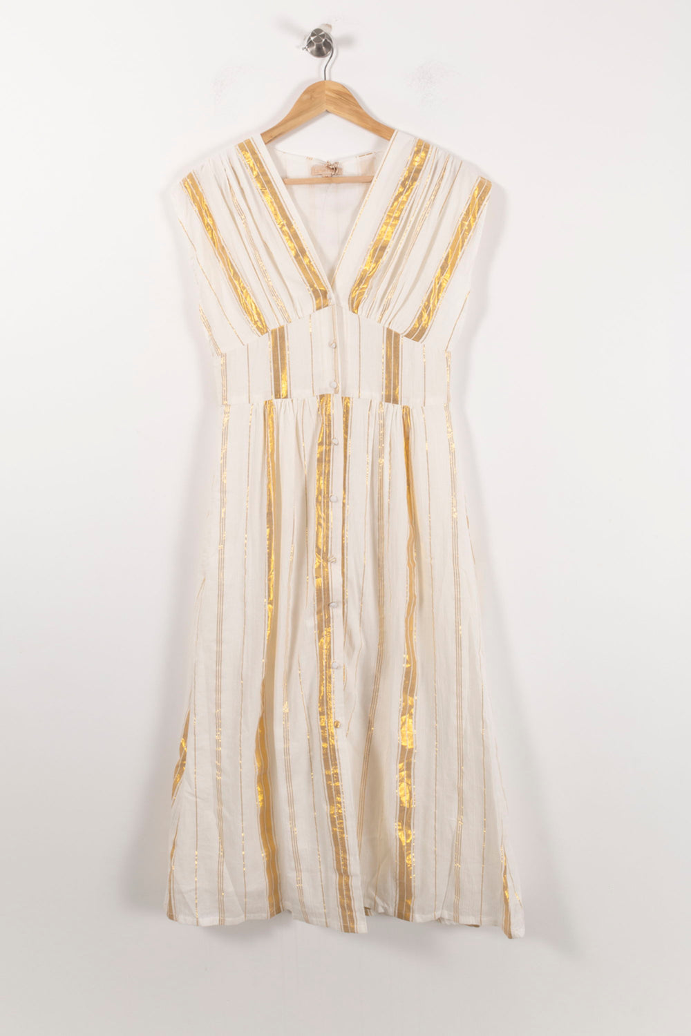 Robe Longue Blanche et Dorée - Taille XS/34 de la marque Louise Misha | PARAD92536 - Vendu par Paradigme - Image 2