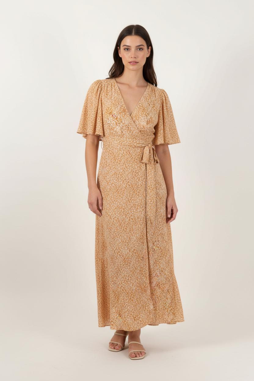 Robe Portefeuille Longue Orange et Blanche - Taille XS/34 de la marque Vanessa Bruno | PARAD92537 - Vendu par Paradigme - Image 1