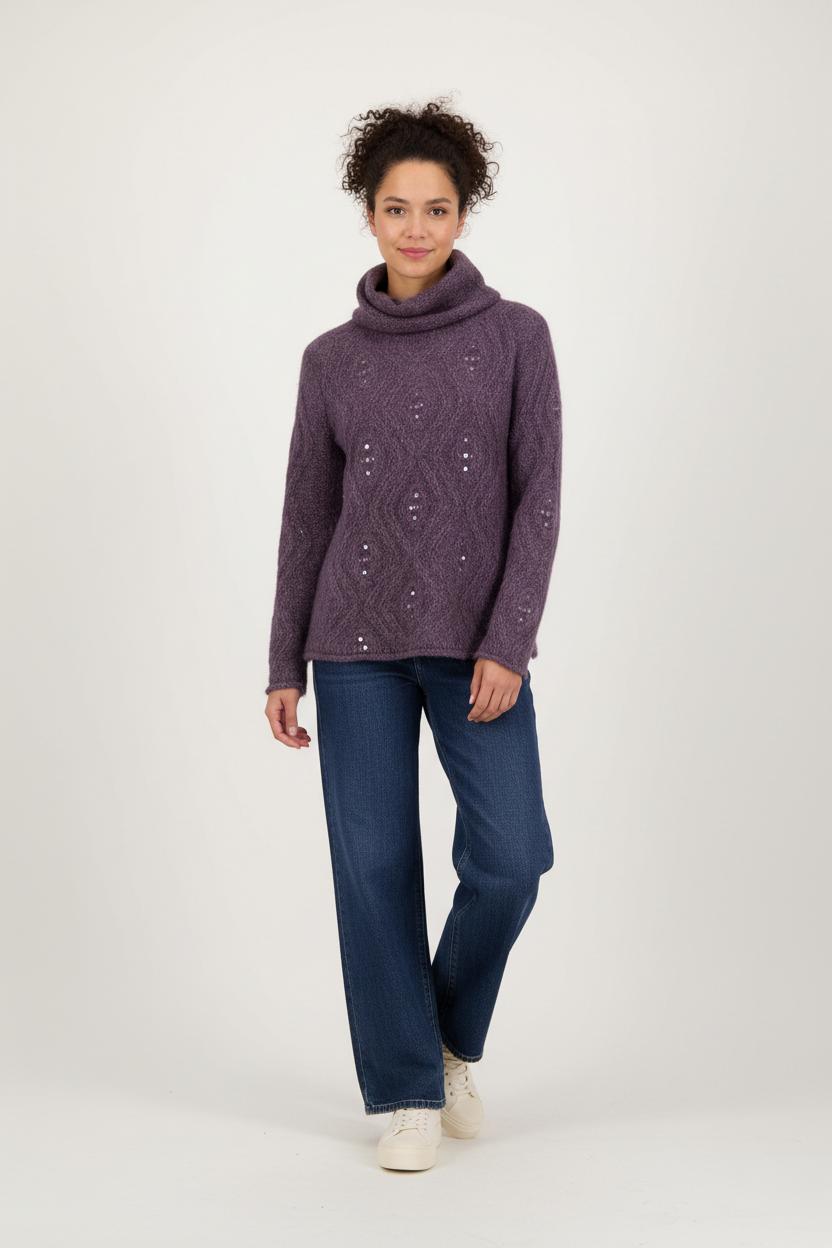 Pull Col Roulé Violet - Taille S/36 de la marque Maison 123 | PARAD92545 - Vendu par Paradigme - Image 1