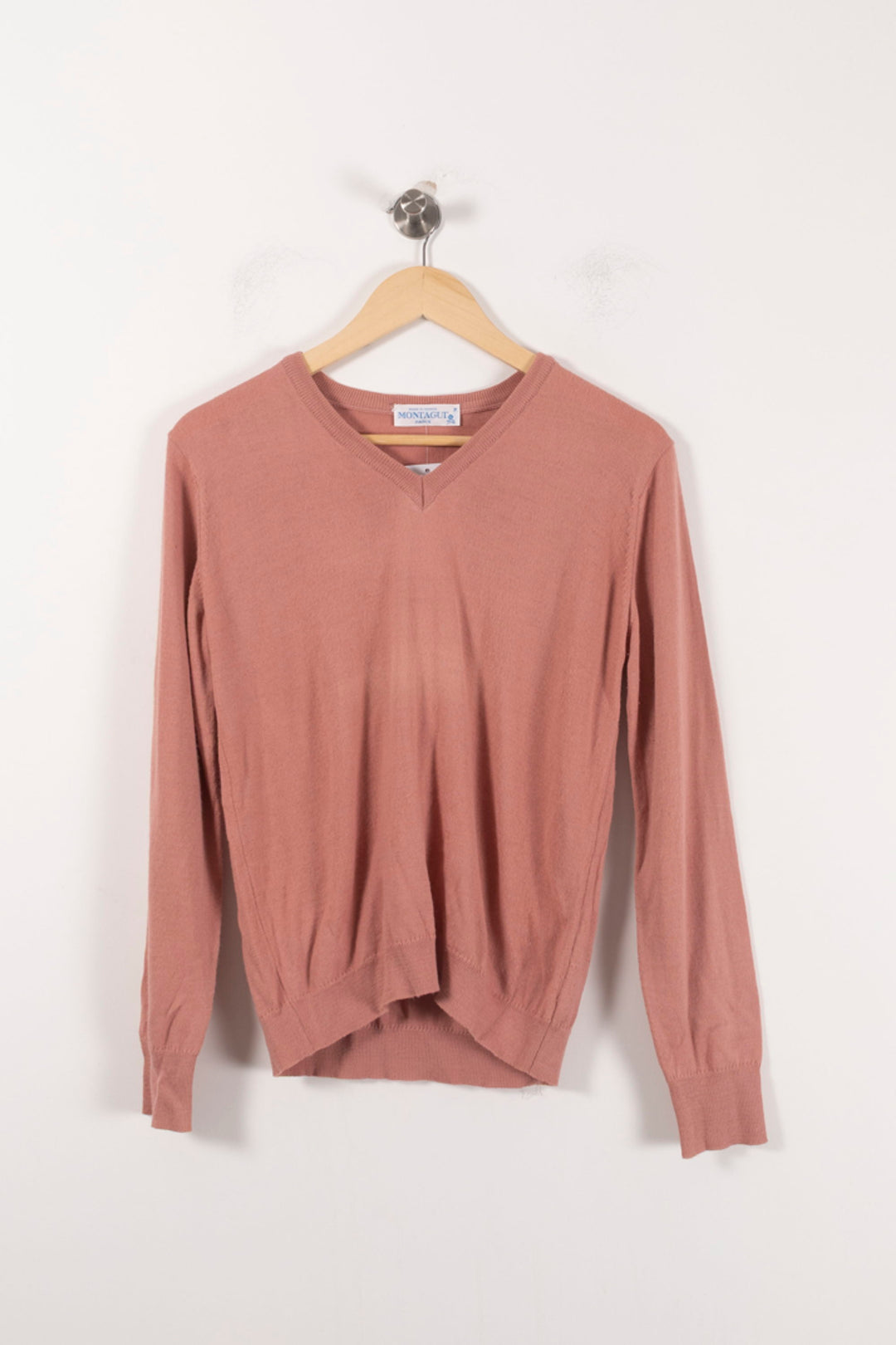 Pull Col V Rose - Taille L/40 de la marque Maison Montagut | PARAD92546 - Vendu par Paradigme - Image 2