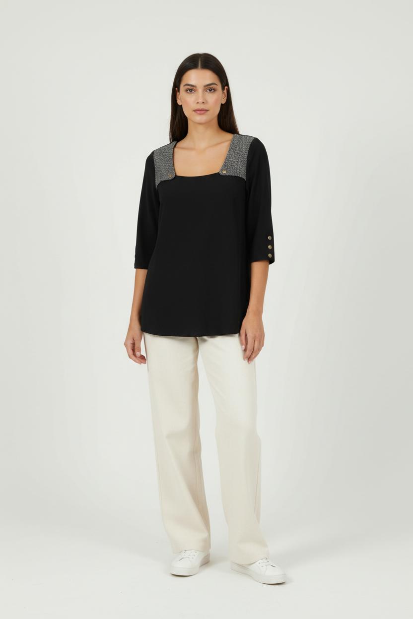 Blouse Noire et Grise - Taille S/36 de la marque Sézane | PARAD92580 - Vendu par Paradigme - Image 1
