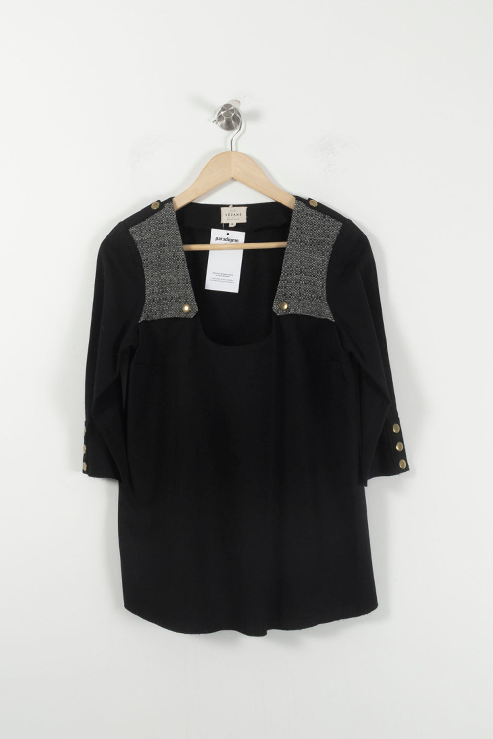 Blouse Noire et Grise - Taille S/36 de la marque Sézane | PARAD92580 - Vendu par Paradigme - Image 2
