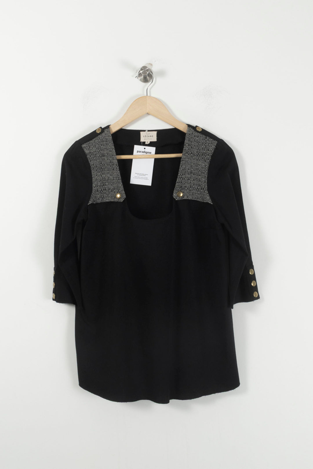 Blouse Noire et Grise - Taille S/36 de la marque Sézane | PARAD92580 - Vendu par Paradigme - Image 2