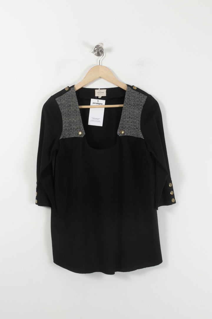 Blouse Noire et Grise - Taille S/36 de la marque Sézane | PARAD92580 - Vendu par Paradigme - Image 2