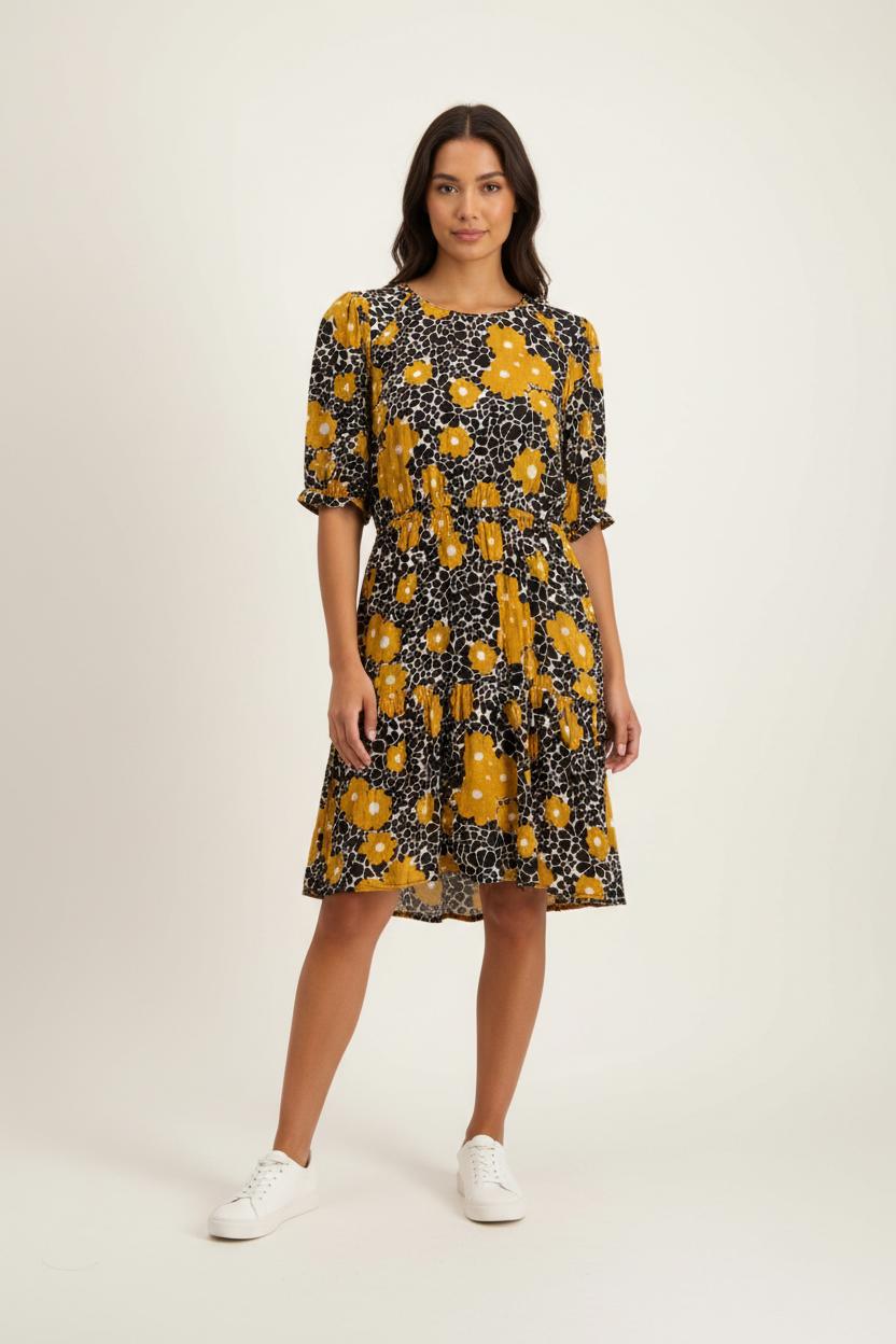 Robe Midi Noire et Jaune - Taille M/38 de la marque ba&sh | PARAD92617 - Vendu par Paradigme - Image 1
