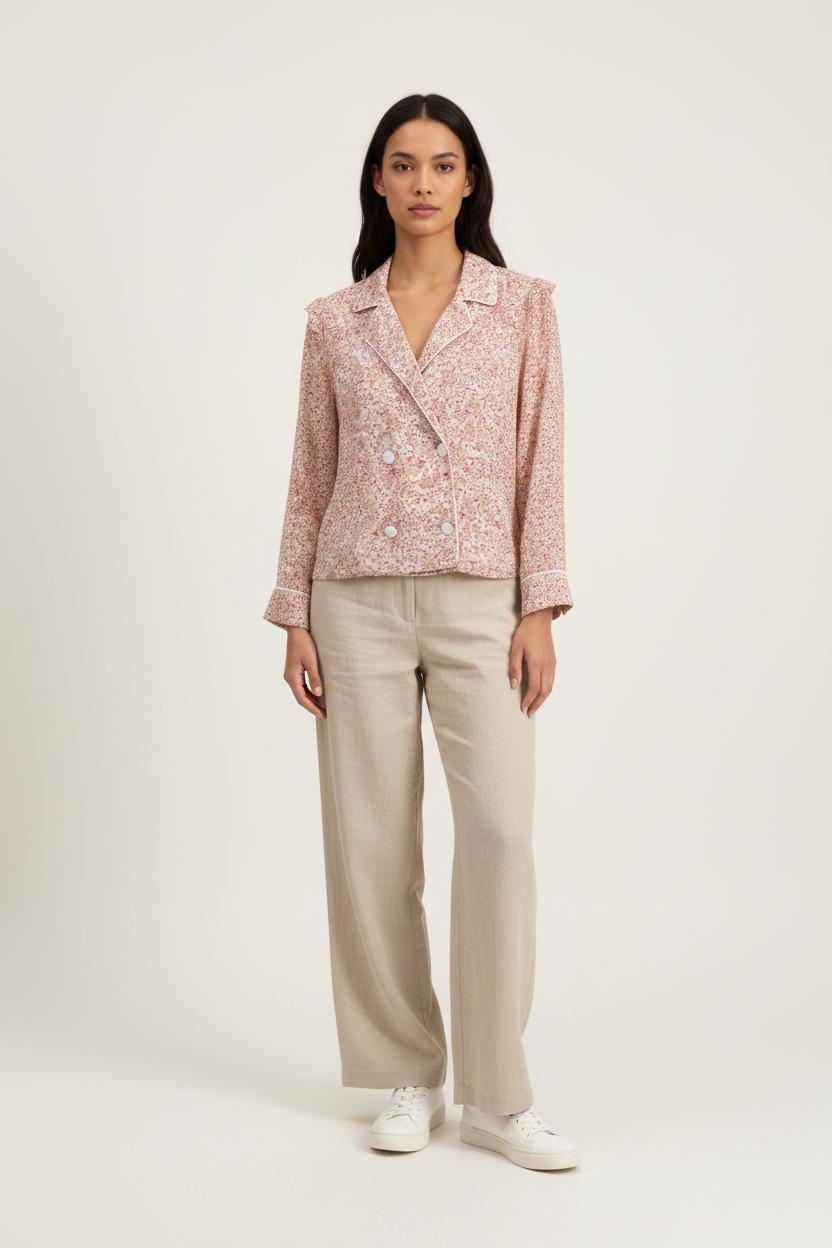 Chemise Fleurie Beige et Rose - Taille S/36 de la marque Maison Stella & Suzie | PARAD92670 - Vendu par Paradigme - Image 1