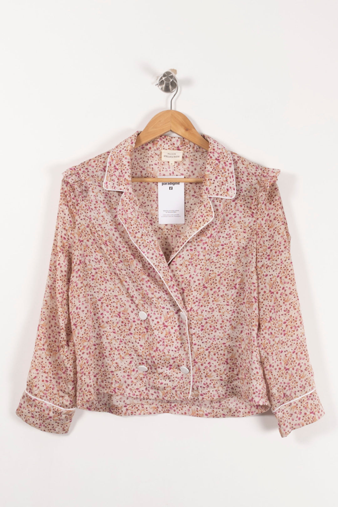 Chemise Fleurie Beige et Rose - Taille S/36 de la marque Maison Stella & Suzie | PARAD92670 - Vendu par Paradigme - Image 2