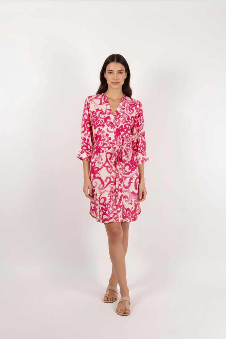 Robe Courte Rose et Blanche - Taille S/36 de la marque La Fée Maraboutée | PARAD92704 - Vendu par Paradigme - Image 1