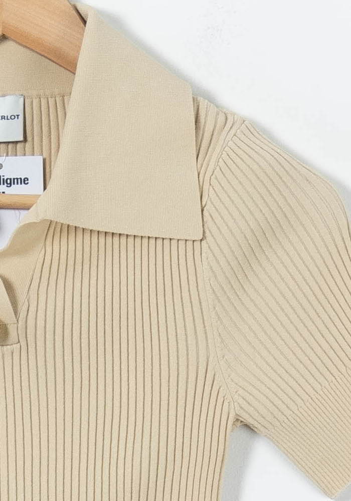 Polo Beige - Taille S/36 de la marque Claudie Pierlot | PARAD92716 - Vendu par Paradigme - Image 3