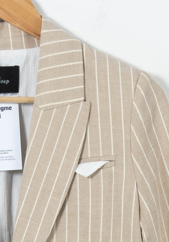 Blazer Beige à Rayures Blanches - Taille XS/34 de la marque One Step | PARAD92719 - Vendu par Paradigme - Image 3