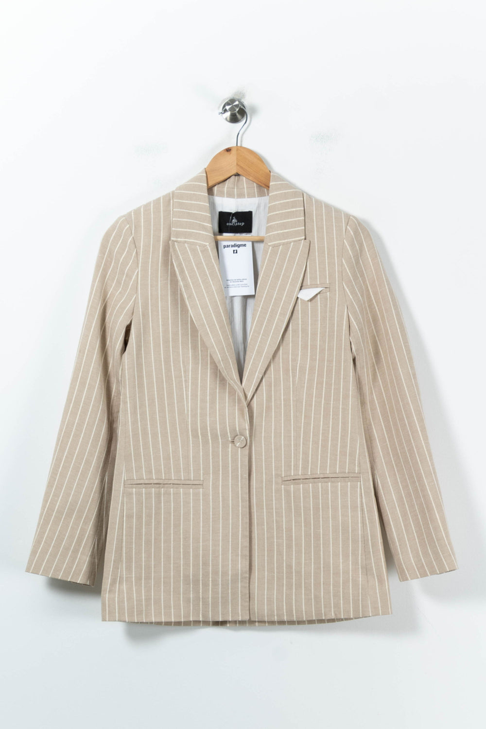 Blazer Beige à Rayures Blanches - Taille XS/34 de la marque One Step | PARAD92719 - Vendu par Paradigme - Image 2