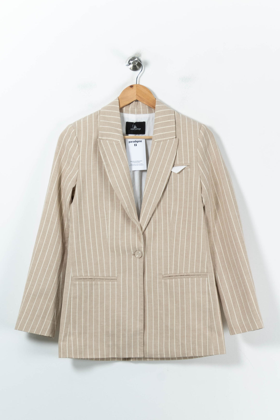 Blazer Beige à Rayures Blanches - Taille XS/34 de la marque One Step | PARAD92719 - Vendu par Paradigme - Image 2