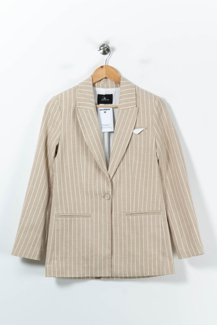 Blazer Beige à Rayures Blanches - Taille XS/34 de la marque One Step | PARAD92719 - Vendu par Paradigme - Image 2