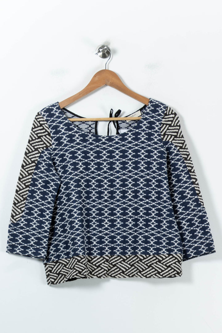 Pull Bleu et Beige - Taille S/36 de la marque ba&sh | PARAD92723 - Vendu par Paradigme - Image 2
