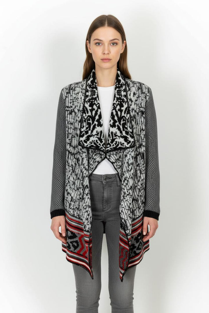 Cardigan Noir Blanc et Rouge - Taille S/36 de la marque Sandro | PARAD92736 - Vendu par Paradigme - Image 1