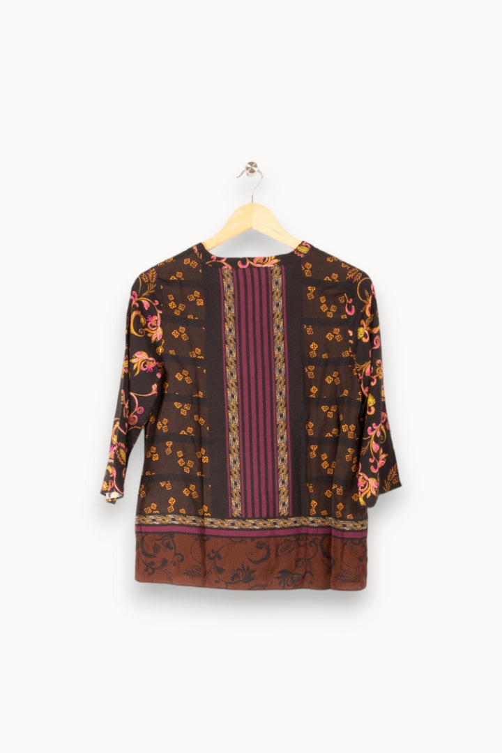 Blouse multicolore noire, marron et violette - S / 36