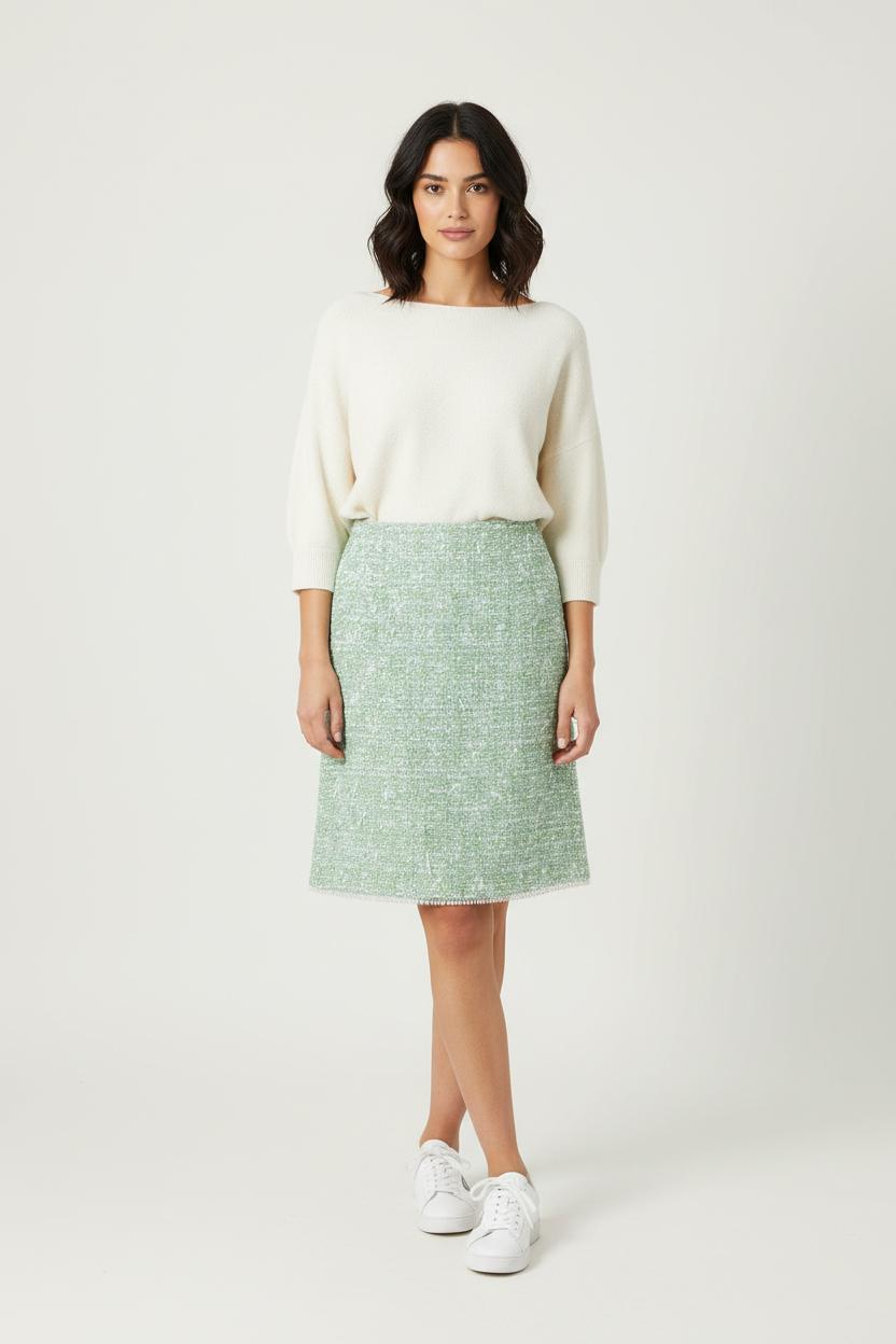 Jupe Droite Verte et Blanche - Taille M/38 de la marque Weill | PARAD92782 - Vendu par Paradigme - Image 1