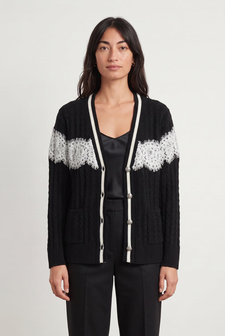 Cardigan Noir et Blanc - Taille S/36 de la marque Claudie Pierlot | PARAD92806 - Vendu par Paradigme - Image 1