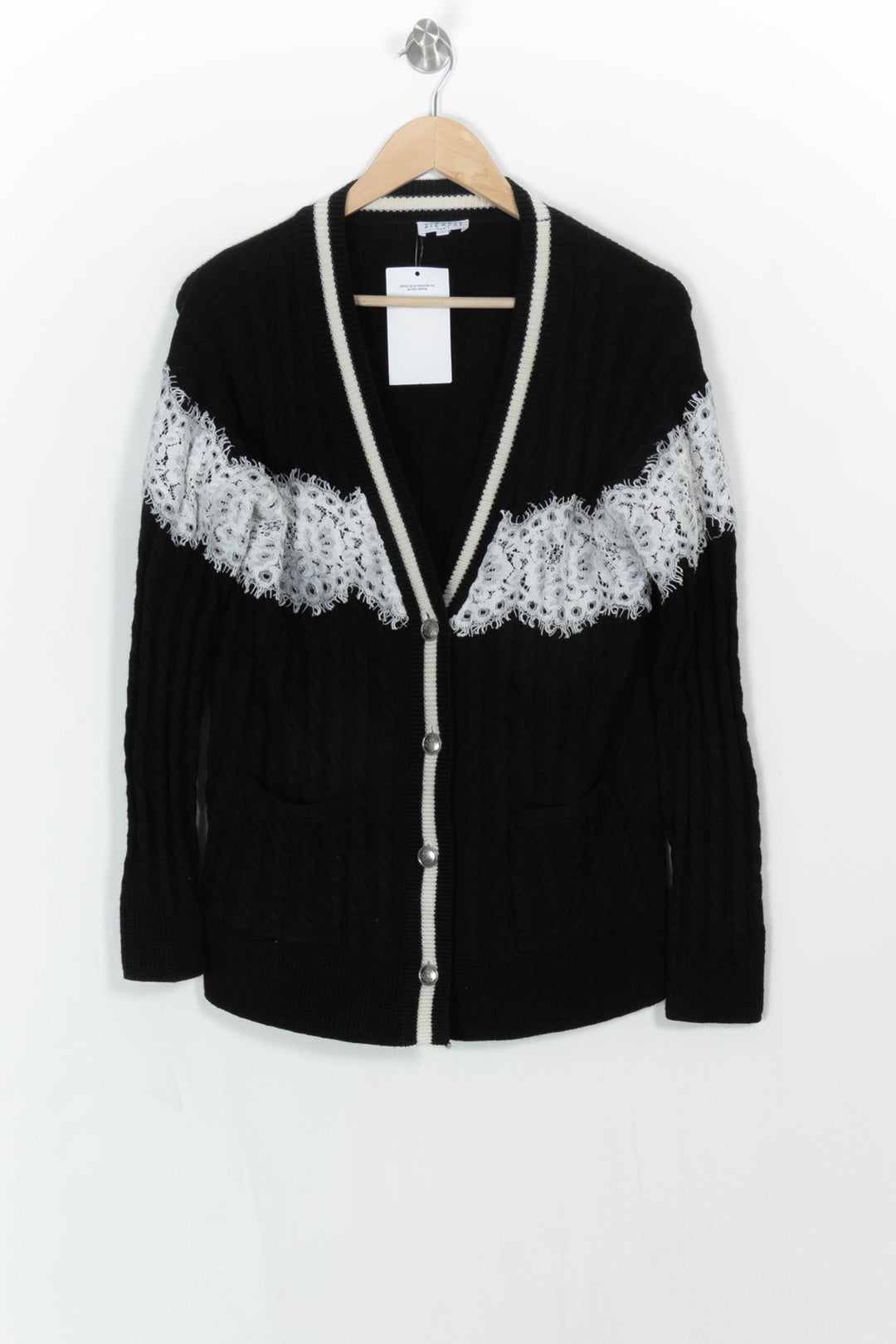 Cardigan Noir et Blanc - Taille S/36 de la marque Claudie Pierlot | PARAD92806 - Vendu par Paradigme - Image 2