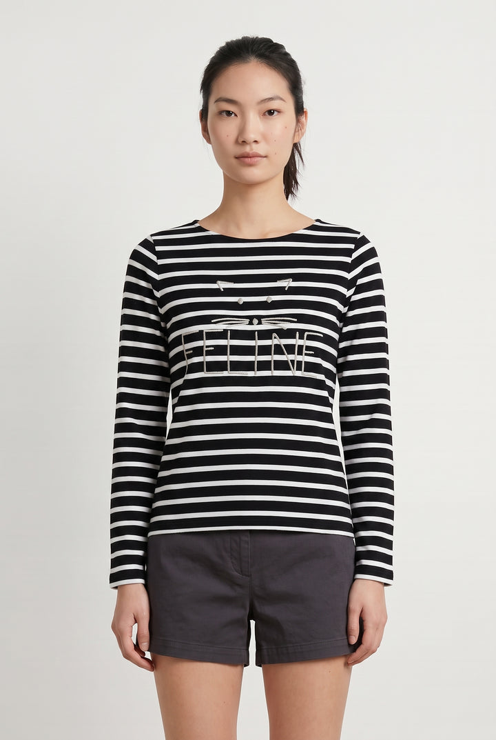 Marinière Noire et Blanche - Taille XS/34 de la marque La Fée Maraboutée | PARAD92815 - Vendu par Paradigme - Image 1