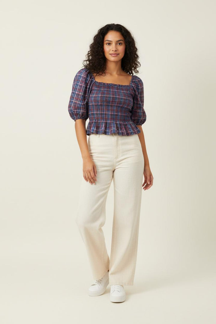 Blouse Carreaux Bleue et Rouge - Taille S/36 de la marque Grace & Mila | PARAD92846 - Vendu par Paradigme - Image 1