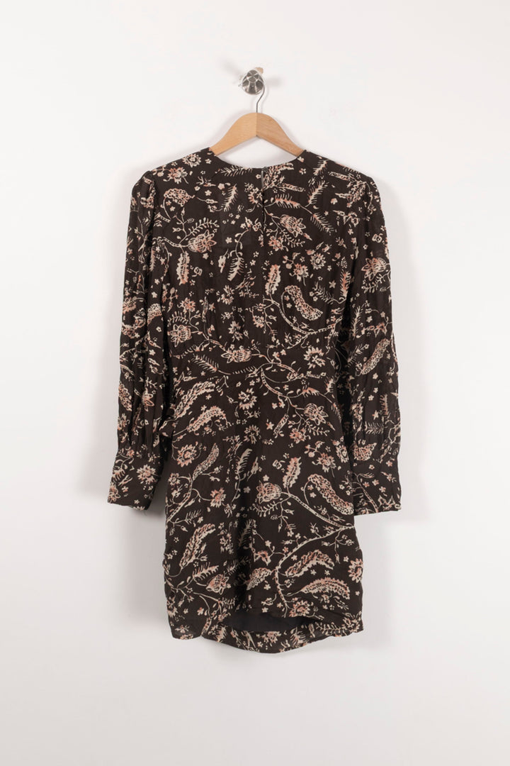 Robe Fleurie Noire et Beige - Taille S/36 de la marque ba&sh | PARAD92882 - Vendu par Paradigme - Image 4