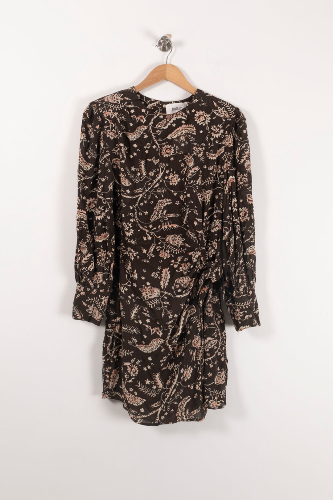 Robe Fleurie Noire et Beige - Taille S/36 de la marque ba&sh | PARAD92882 - Vendu par Paradigme - Image 2