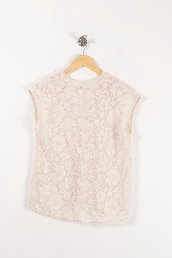 Blouse Sans Manches Beige - Taille M/38 de la marque La Fée Maraboutée | PARAD92888 - Vendu par Paradigme - Image 4