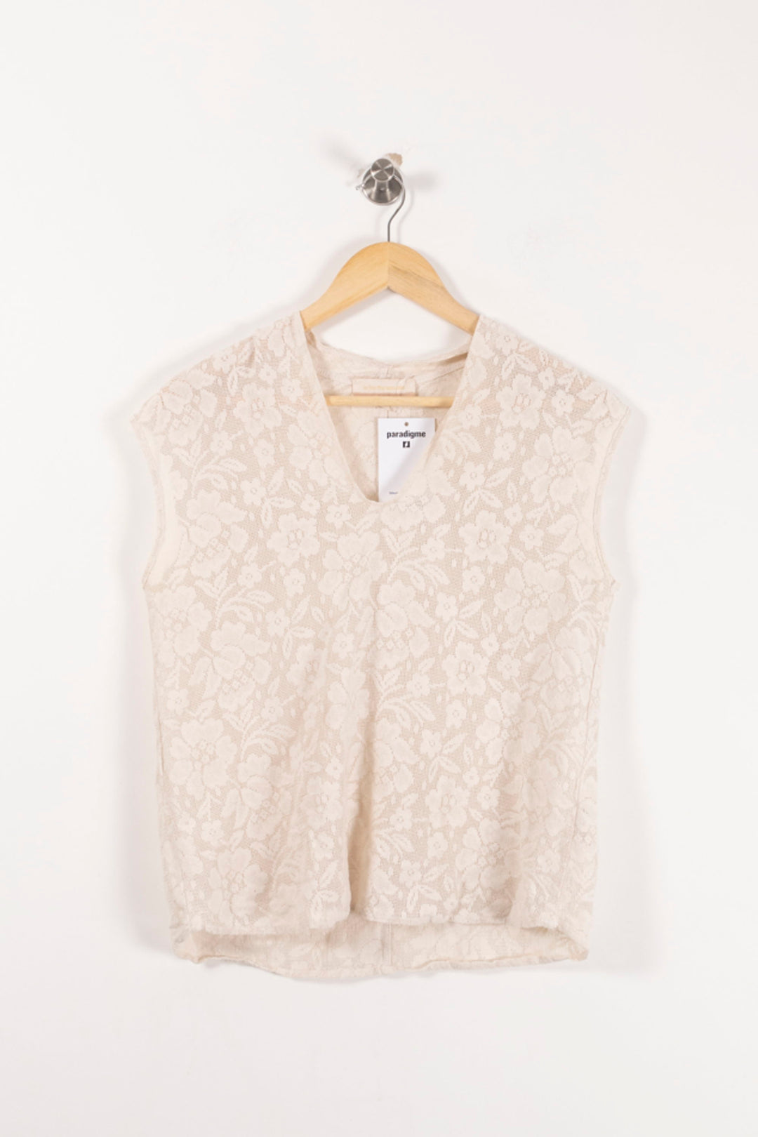 Blouse Sans Manches Beige - Taille M/38 de la marque La Fée Maraboutée | PARAD92888 - Vendu par Paradigme - Image 2