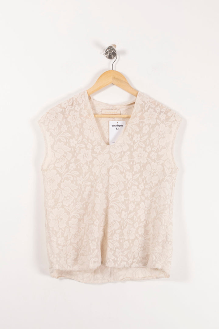 Blouse Sans Manches Beige - Taille M/38 de la marque La Fée Maraboutée | PARAD92888 - Vendu par Paradigme - Image 2