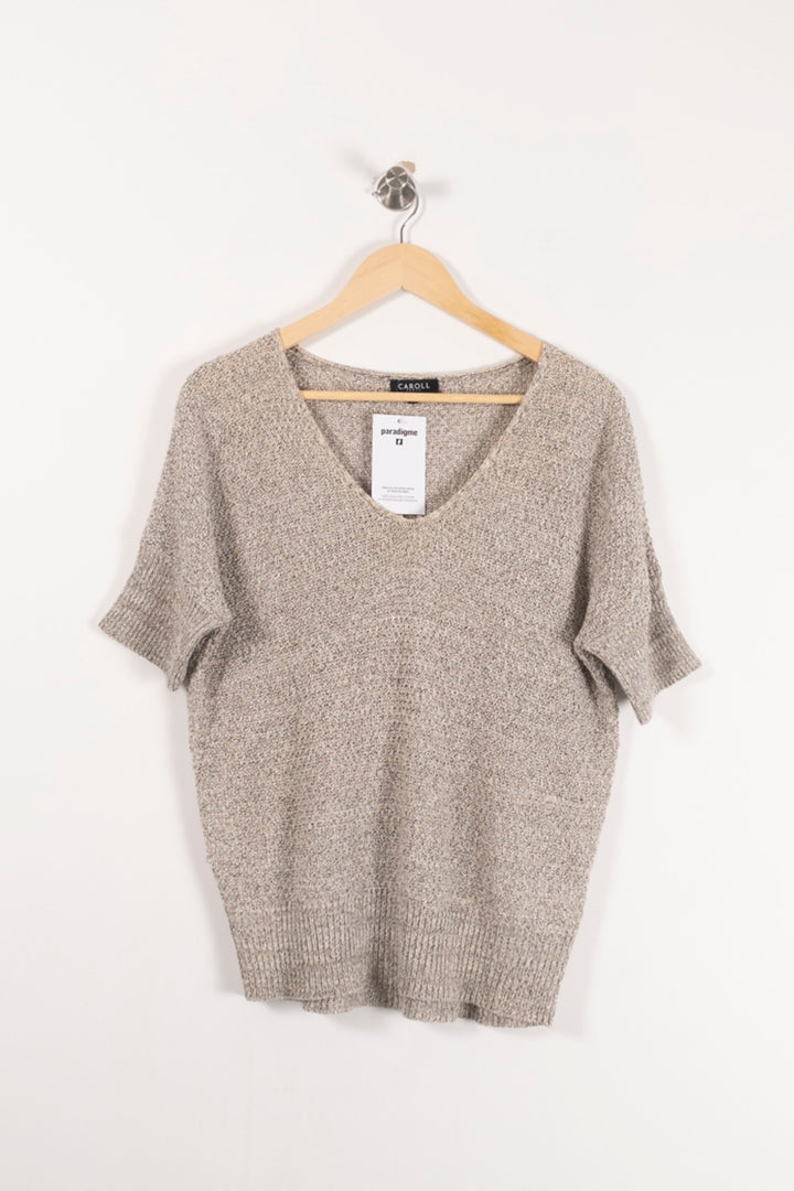Pull Beige - Taille M/38 de la marque Caroll | PARAD92931 - Vendu par Paradigme - Image 2